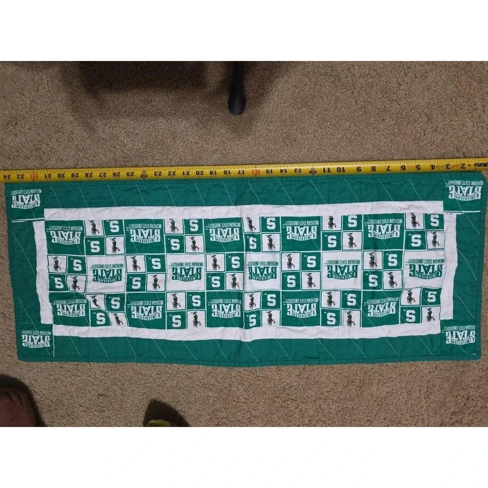 Quilted Table Runner Handmade Michigan State Spartans 35.5x11.5